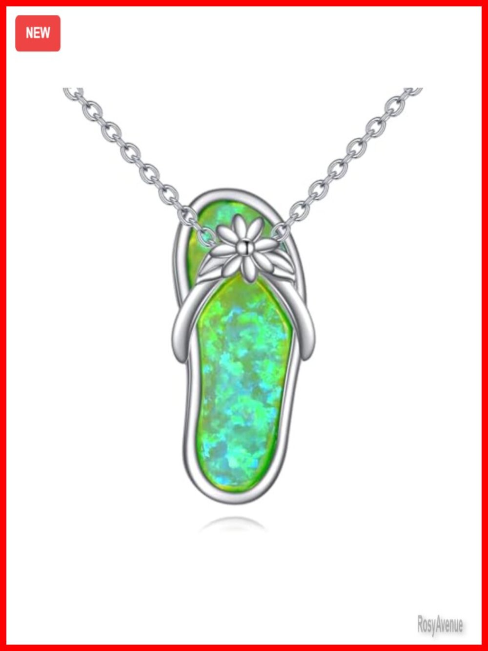 Sterling Silver Created Opal Flip-Flop Pendant Necklace 18in Cable Chain